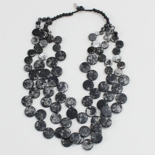 Silver Speckled Multi Strand Calla Necklace