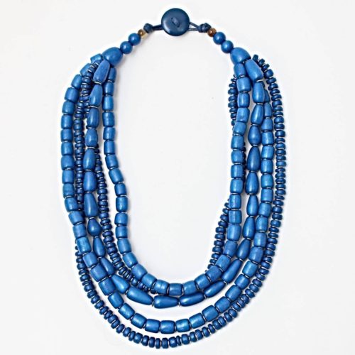 Blue Multi Strand Wood Jordana Necklace