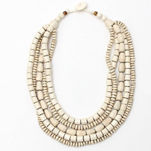 Ivory Multi Strand Wood Jordana Necklace