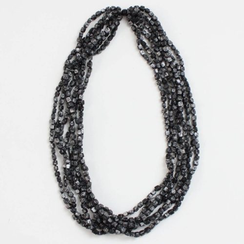 Silver Multi Strand Beaded Lacey Necklace