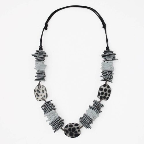 Grey Resin and Leather Valencia Necklace