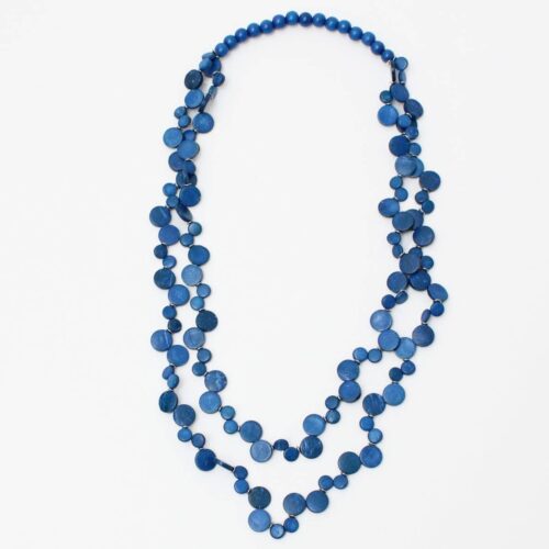 Dual Strand Blue Wood Reagan Necklace