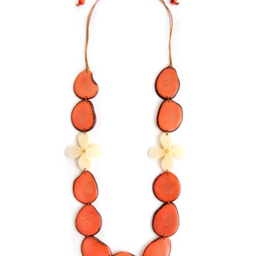 Camelia Necklace-Coral