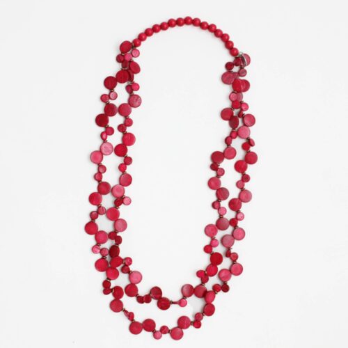 Dual Strand Raspberry Wood Reagan Necklace